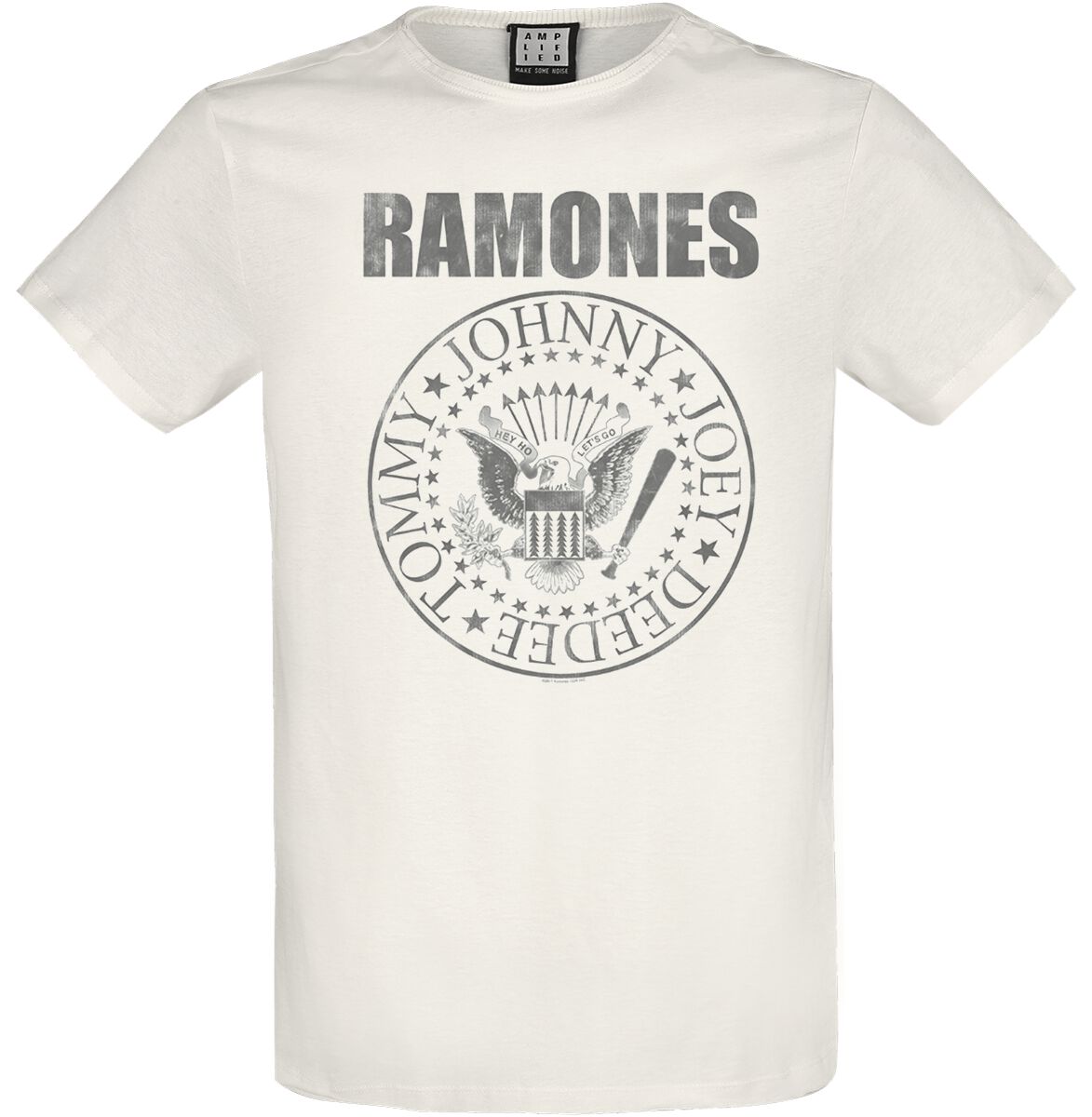 Ramones T-Shirt - Amplified Collection - Vintage Shield - S bis 3XL - für Männer - Größe S - weiß  - Lizenziertes Merchandise! von Ramones