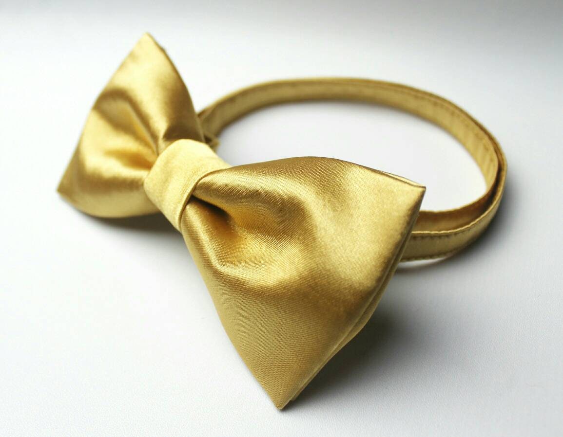 Gold Satin Fliege, Einstellbare Pretied Herren Hochzeit Anstecknadel, Kinder Baby Jungen Ringboy Fliegen, Revers Blume von RamoooHandmade