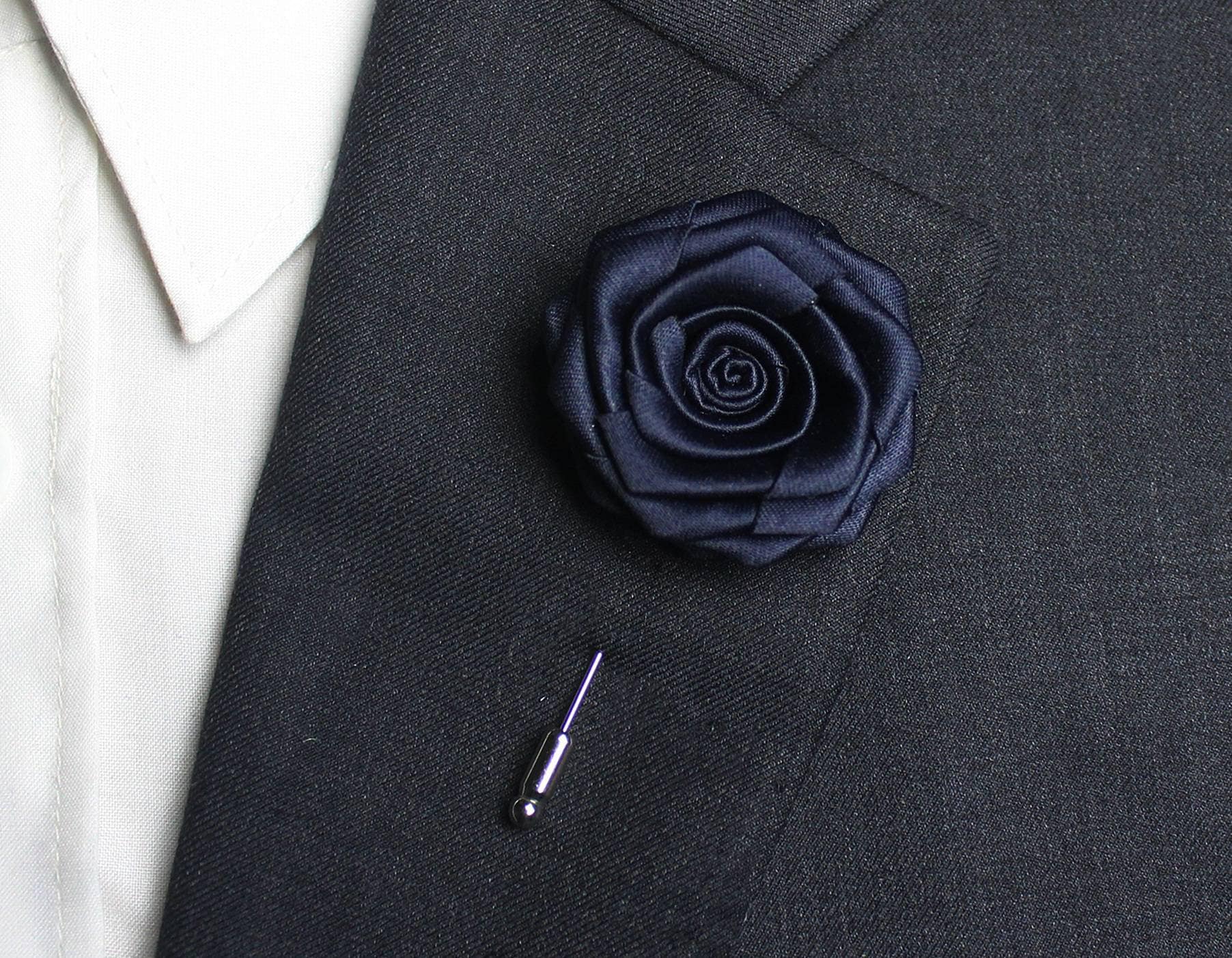 Navy Blue Revers Pins Men, Vintage Anstecknadel Set, Herren Anstecknadel, Winter Hochzeit Rose Revers, Anzug Brosche, Knopfloch von RamoooHandmade