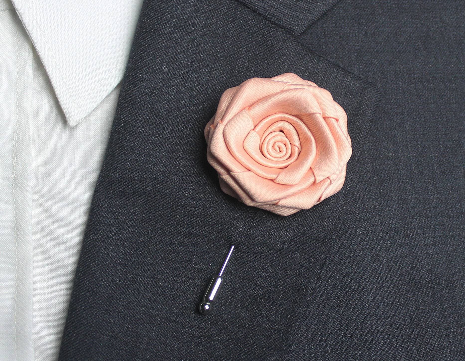 Pfirsich Revers Pins Männer, Set, Herren Blume Pins, Winter Hochzeit Rosen Rose Blume, Männer Anzug Brosche Knopfloch von RamoooHandmade