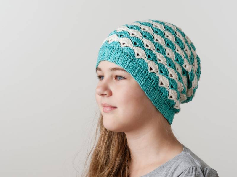 Häkeln Sie Weiße Minze Grüne Mütze Slouchy Hut Sommer Ohr Wärmere Aus Reiner Baumwolle Gestrickt Kopf Frauen, Das Zubehör Sofort Versandfertig von RamuneCrochet