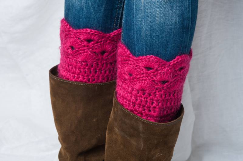 Stiefelstulpen Pink/Gehäkelte Handgemachte Stulpen Hohe Stiefel Socken Frauen Teenager Mädchen Accessoires Weihnachtsgeschenk von RamuneCrochet