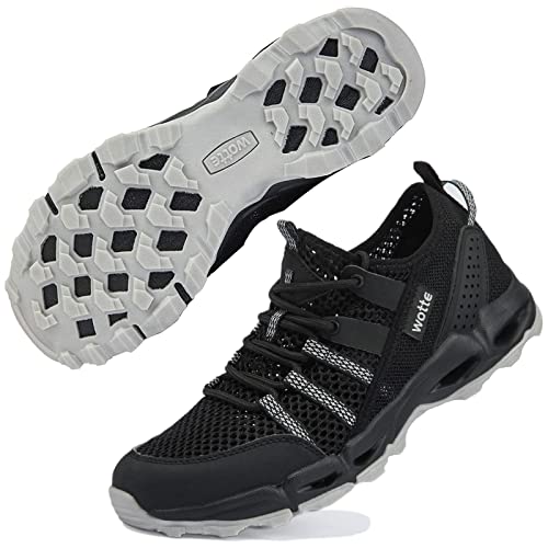 Wanderschuhe Damen Trekkingschuhe Leicht rutschfeste Outdoor-Sportschuhe Atmungsaktive Mesh Sommer Fahrradschuhe Wasserschuhe Schwarz 43 EU von Ranberone