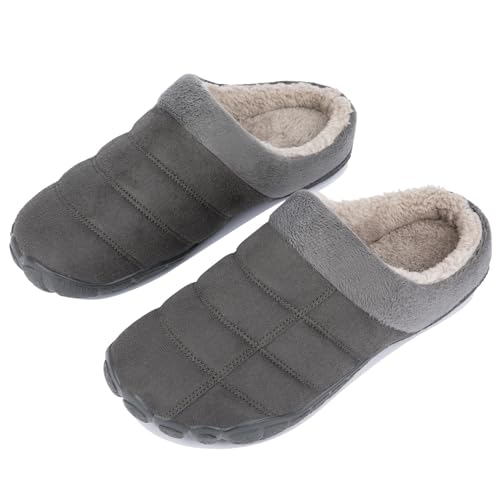 Ranberone Hausschuhe Herren Memory Foam Pantoffeln Winter Plüsch Warm Gefüttert Slippers Rutschfest Gummisohle Hausschuhe Indoor Outdoor Grau 41 von Ranberone