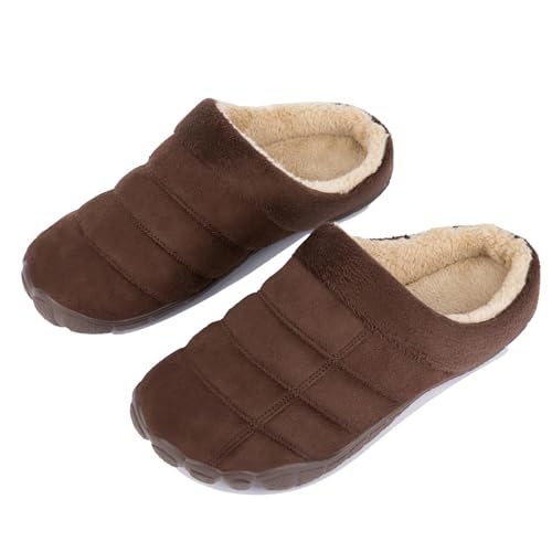 Ranberone Hausschuhe Herren Memory Foam Winter Warm Gefüttert Pantoffeln Draußen Hausschuhe Rutschfest Slippers Kaffee 40 von Ranberone