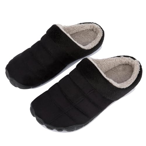 Ranberone Hausschuhe Herren Memory Foam Pantoffeln Winter Plüsch Warm Gefüttert Slippers Rutschfest Gummisohle Hausschuhe Indoor Outdoor Schwarz 41 von Ranberone