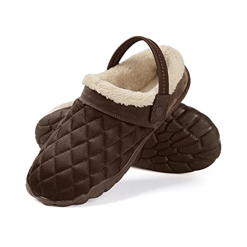 Hausschuhe Herren Memory Foam Winter Warme Hausschuhe Pantoffeln mit Rutschfester Gummisohle Plüsch Gefüttert Slippers Kaffee 43 von Ranberone