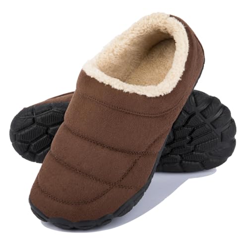 Ranberone Hausschuhe Herren Memory Schaum Winter Warm Draußen Hausschuhe Rutschfest Slippers Kaffee 43 von Ranberone