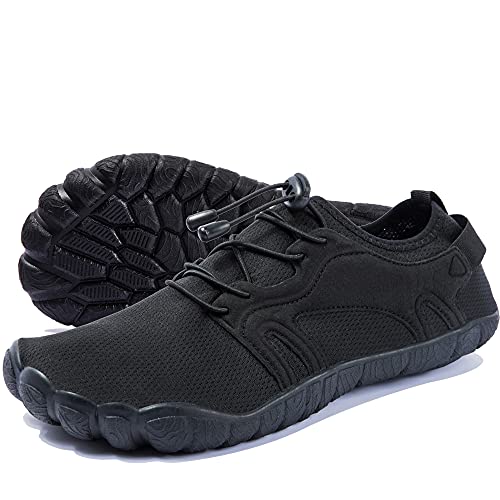 Herren Barfussschuhe SchnellTrocknend Wassersportschuhe Leicht rutschfest Traillaufschuhe Fitnessschuhe Aquaschuhe Sandalen Outdoor Indoor Schwarz 45 EU von Ranberone