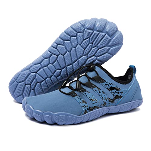 Herren Barfussschuhe Wasserschuhe Schnell Trocknend Traillaufschuhe Leicht rutschfest Sommer Sandalen Multifunktionsschuhe für Wassersport Blau 40 EU von Ranberone