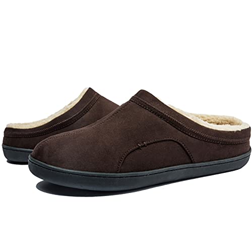 Ranberone Herren rutschfeste Hausschuhe Memory Foam Hausschuhe Winter Warm Gefütterte Pantoffeln Slipper für Drinnen und Draußen Kaffee 43/44 EU von Ranberone