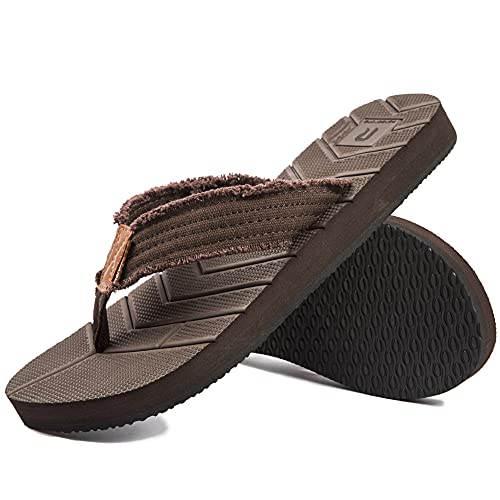 Herren Sommer Flip Flops Comfort Leicht Outdoor Sandalen Strandschuhe Zehentrenner Braun 49 EU von Ranberone