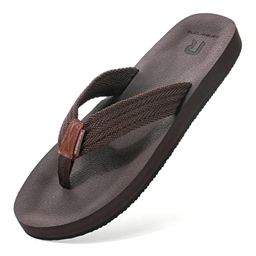 Ranberone Herren Sommer Sandalen Comfort Leicht Outdoor Flip Flops Strandschuhe Zehentrenner Braun 49 EU von Ranberone