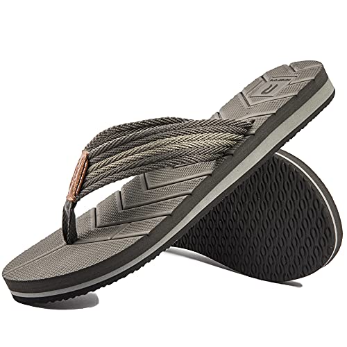 Herren Zehentrenner Sommer Sandalen Bequeme Leichte Flip Flops Outdoor rutschfeste Strand Schwimmbad Badeschuhe Grau 50 EU von Ranberone