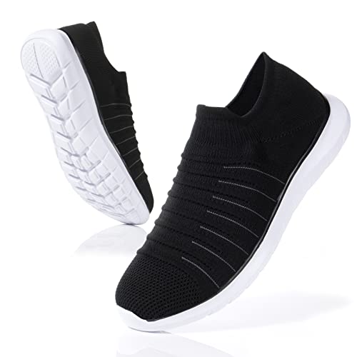 Ranberone Herren Turnschuhe Slip On Sneakers Herren Leichte Sportschuhe Laufschuhe Atmungsaktive Freizeit Joggingschuhe Bequeme rutschfeste Sommer Sneaker Outdoor Straßenlaufschuhe,Schwarz 42 von Ranberone