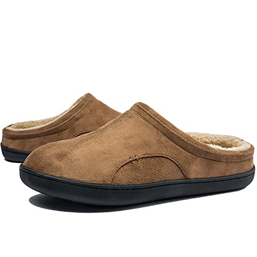 Ranberone Herren rutschfeste Hausschuhe Memory Foam Hausschuhe Winter Warm Gefütterte Pantoffeln Slipper für Drinnen und Draußen Braun 49/50 EU von Ranberone