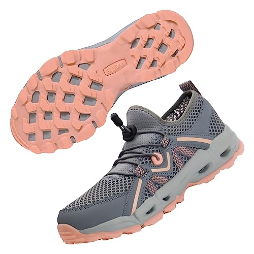 Wanderschuhe Damen Trekkingschuhe Leicht rutschfeste Outdoor-Sportschuhe Atmungsaktive Mesh Sommer Fahrradschuhe Wasserschuhe Rosa 38 EU von Ranberone