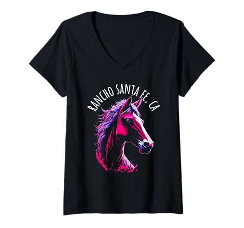 Damen Rancho Santa Fe California USA Reitpferd Design T-Shirt mit V-Ausschnitt von Rancho Santa Fe CA USA Equestrian Horse Designs