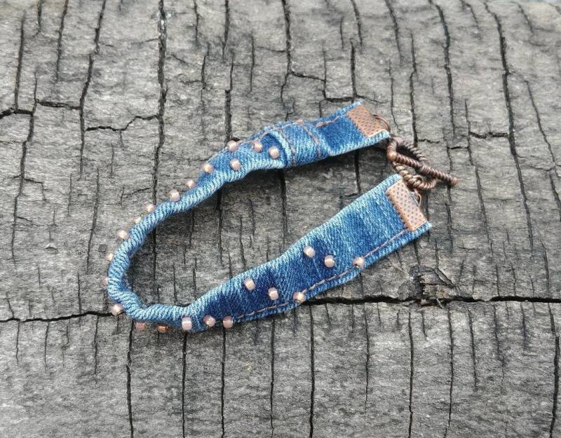 Armband Perlen Denim, Denim Armband, Jeans Recyceltes Landhaus Schmuck Manschettenarmband Blauer Baumwollstoff, Geschenk Für Sie21 Armband Perlen Denim, Denim Armband, Jeans Recyceltes Landhaus Schmuck Manschettenarmband Blauer Baumwollstoff, Geschenk Für Sie21 von RanchoArt