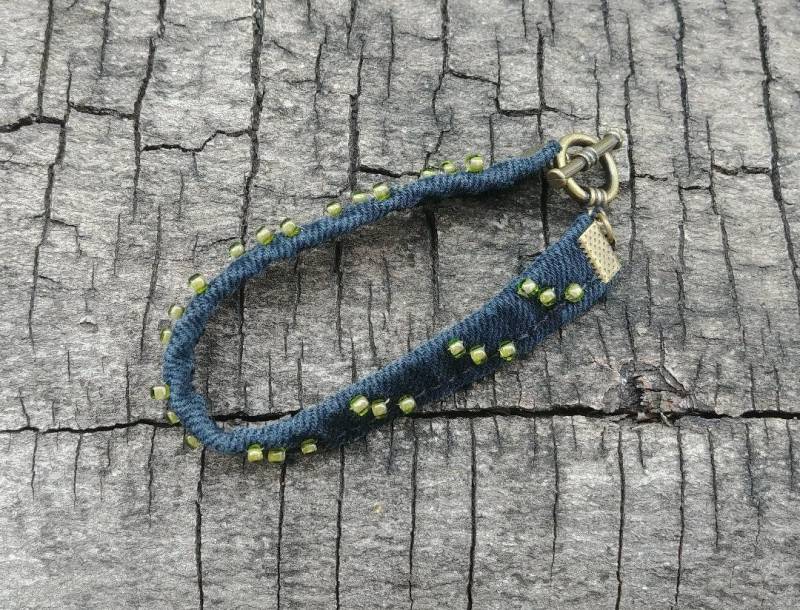 Denim Armband, Schwarzes Schwarze Jeans Upcycled, Schmuck, Armband Kupfer Schwarz, Upcycled, Boho Unikat W8 Denim Armband, Schwarzes Schwarze Jeans Upcycled, Schmuck, Armband Kupfer Schwarz, Upcycled, Boho Unikat W8 von RanchoArt