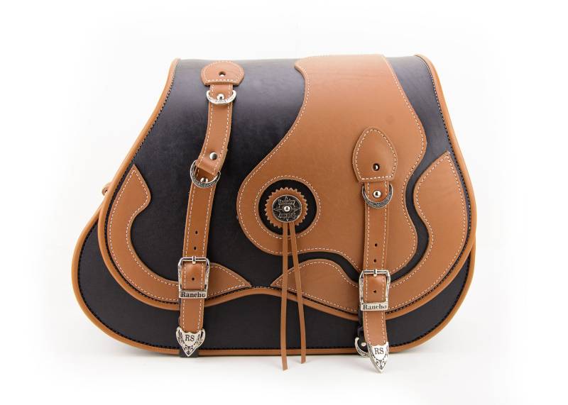 Handgefertigte Leder Motorrad-Satteltaschen Black & Tan Seitentaschen Handgefertigte Leder Motorrad-Satteltaschen Black & Tan Seitentaschen von RanchoStyle