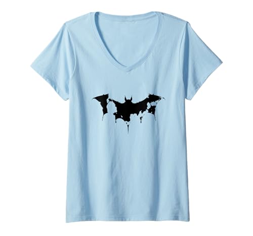 Damen Gothic Fledermaus Inkblot Abstrakt Dark Art Goth Rorschach Stil T-Shirt mit V-Ausschnitt von Ranchu Gothic