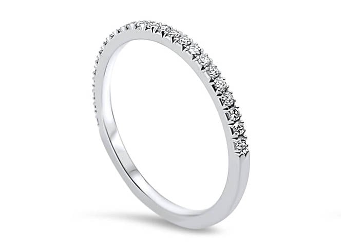 Diamant Bandring - Gold Ehering Ring Massiv Halb Eternity Band Stapelbarer von RandSjewelry