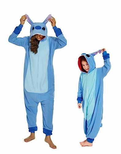 RandWind Tier Erwachsene Onesie Halloween Kostüme Tiere Schlafen Pyjamas(BlueStitch-M) von RandWind