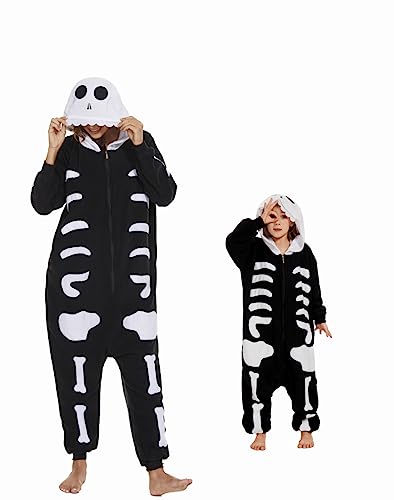 RandWind Tier Erwachsene Onesie Halloween Kostüme Tiere Schlafen Pyjamas(Human Skeleton-L) von RandWind