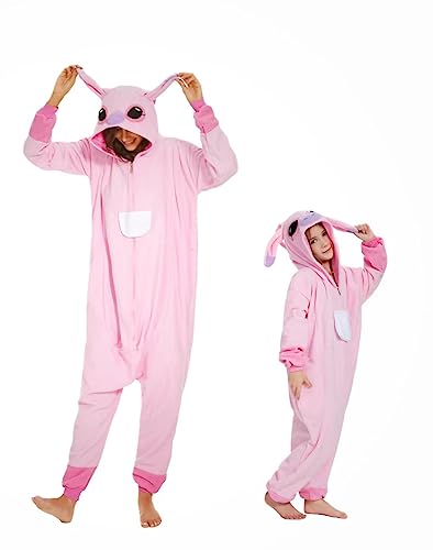 RandWind Tier Erwachsene Onesie Halloween Kostüme Tiere Schlafen Pyjamas(PinkStitch-M) von RandWind