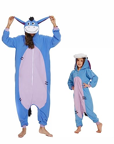 RandWind Tier Kinder Onesie Halloween Kostüme Tiere Schlafen Pyjamas(Kid Donkey-110) von RandWind