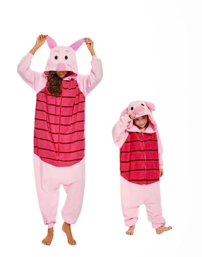 RandWind Tier Kinder Onesie Halloween Kostüme Tiere Schlafen Pyjamas(Kid Pijiepig-140 von RandWind