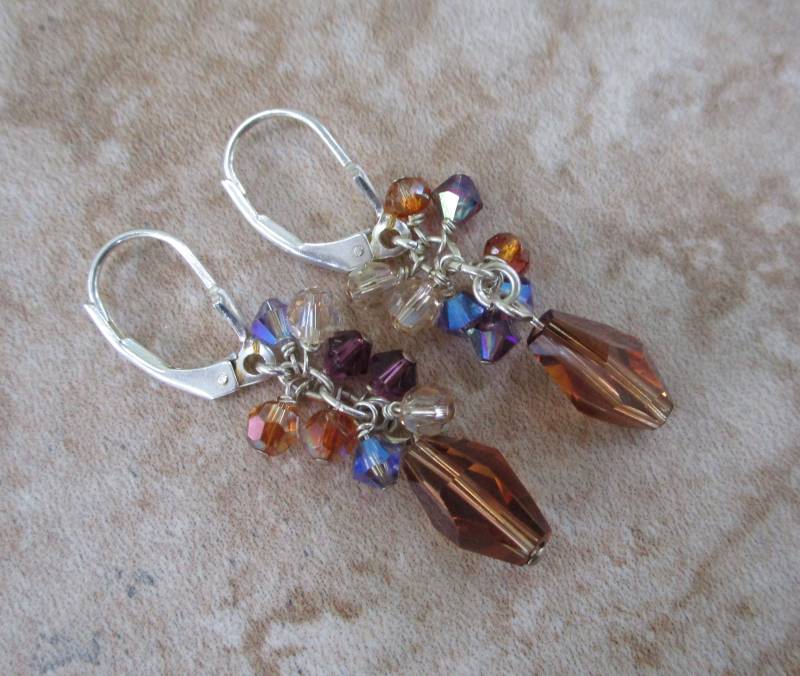 Braune Swarovski Kristall Ohrringe - Brautjungfern von RandallVDesigns