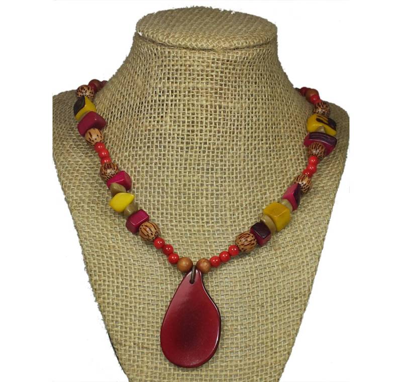 Rote Tagua - Rot Tagua-Nuss Natürliche Halskette Boho von RandallVDesigns