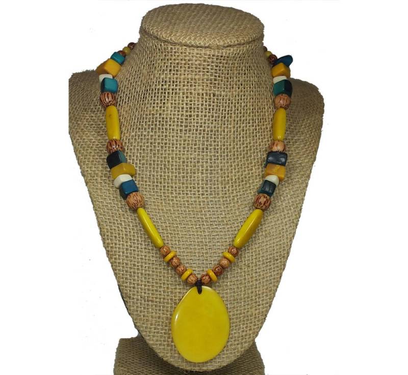 Tagua Kette Gelb - Boho Halskette Tagua-Nuss von RandallVDesigns