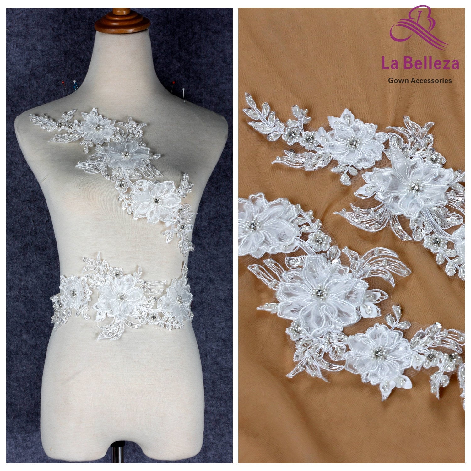 La Belleza Applikationen, Neue 3D Blumen, Applikationen, Hochzeit Applikationen, 3D Blumen, Schwarz, 2 Stück 1 Lot von Randyfabrics