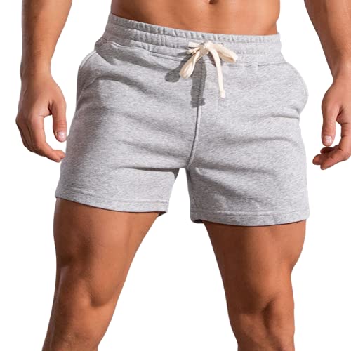 3-Zoll-Laufshorts für Herren, Fitness-Training, Bodybuilding-Shorts, atmungsaktive Baumwoll-Sportshorts Grau 2XL von Rane Sports