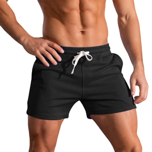 3-Zoll-Laufshorts für Herren, Fitness-Training, Bodybuilding-Shorts, atmungsaktive Baumwoll-Sportshorts Schwarz 2XL von Rane Sports