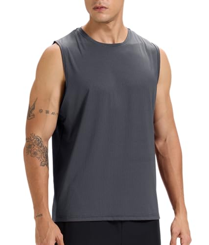 Ärmelloses Shirt für Herren für Workout Training Tanktop Fitnessstudio schnelltrocknend Laufen sportlich Muskelshirt Dunkelgrau M von Rane Sports