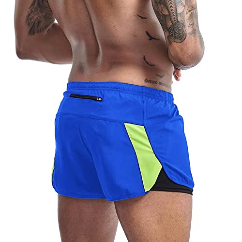 Herren 2 in 1 Laufshorts Outdoor-Trainingsshorts Quick Dry Workout Marathon Shorts mit Liner Blau 2XL von Rane Sports