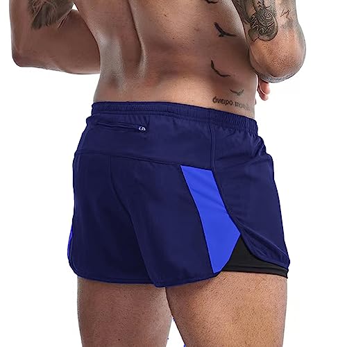 Herren 2 in 1 Laufshorts Outdoor-Trainingsshorts Quick Dry Workout Marathon Shorts mit Liner Navy blau 2XL von Rane Sports