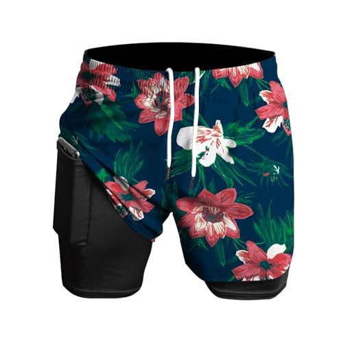 Herren Laufshorts 2 in 1 Shorts Gym Athletic Shorts Outdoor Marathon Workout Trainingsshorts Dunkelgrüne Färberdistel M von Rane Sports