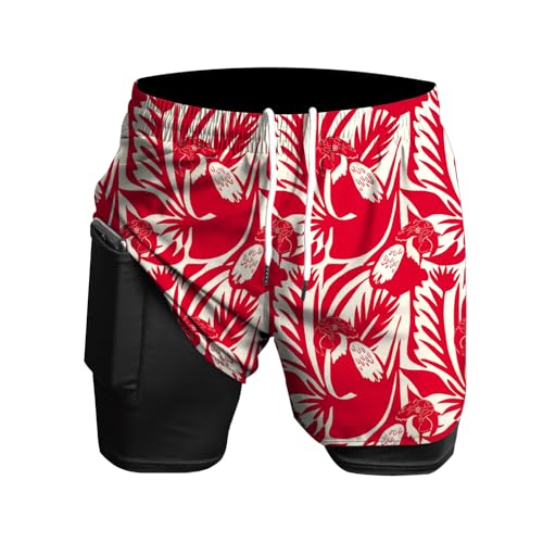 Herren Laufshorts 2 in 1 Shorts Gym Athletic Shorts Outdoor Marathon Workout Trainingsshorts Roter Papagei L von Rane Sports