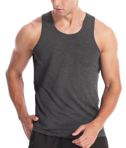 Herren Tanktop Gym Stringer Shirt Baumwolle Muskel Fitness Tanks Fitness Ärmelloser T-Shirt Dunkelgrau 2XL von Rane Sports