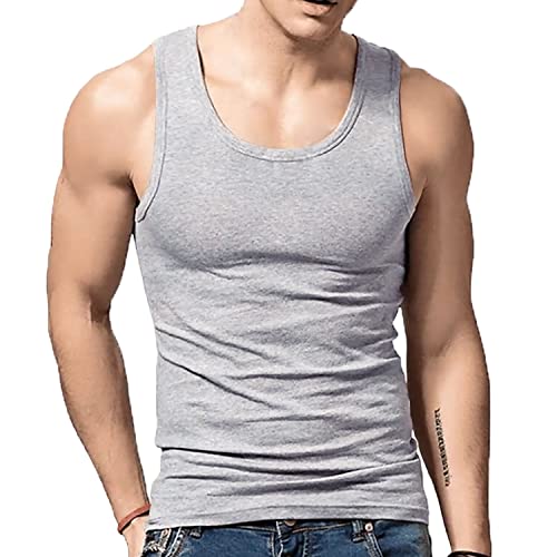 Herren Tanktop Gym Stringer Shirt Baumwolle Muskel Fitness Tanks Fitness Ärmelloser T-Shirt Grau L von Rane Sports
