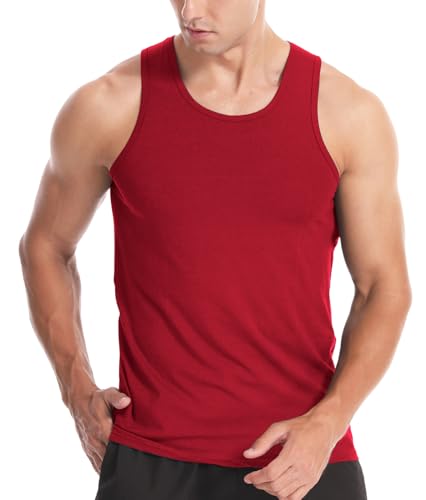 Herren Tanktop Gym Stringer Shirt Baumwolle Muskel Fitness Tanks Fitness Ärmelloser T-Shirt Rot L von Rane Sports