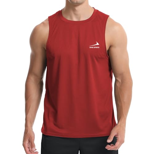 Herren Tanktop Gym Tshirt Muskel Fitness Training Laufshirt Fitness Tanks Ärmelloser T-Shirt Rot XL von Rane Sports