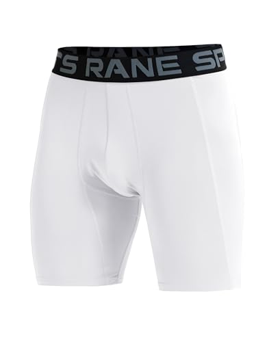 Herren Ultradünne Kompressionsshorts Sport Laufshorts Tights Unterwäsche Performance Athletic Workout Spandex Basisschicht Weiß 2XL von Rane Sports