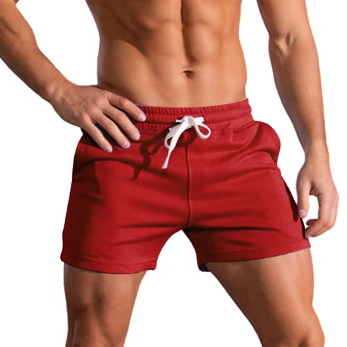 Laufshorts für Herren, 3 Zoll / 8,1 cm, für Krafttraining, Gymnastik, Sporthose aus atmungsaktiver Baumwolle, rot, L von Rane Sports