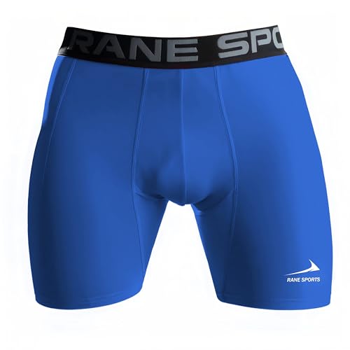 Rane Sports Herren Funktion Kompression Shorts, Schnelltrocknendes Baselayer Unterhose Tights Kurz, Atmungsaktive Laufhose mit Seitentaschen Tights Kleinblau L von Rane Sports